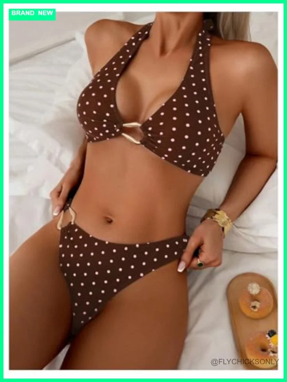 Women's Polka Dots Halter Bikini Set 2 Piece Triangle Swimwear